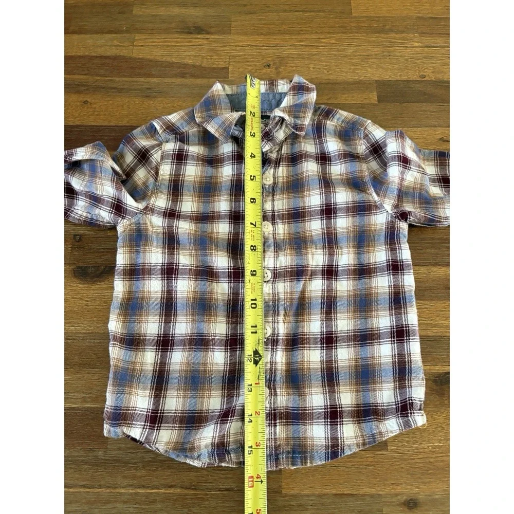 OshKosh B'gosh Flannel Shirt Baby Boys Size 12M Brown Plaid‎ Long Sleeve Woven